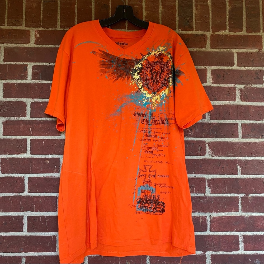 White Tag Men Orange XL Graphic Short Sleeve T-Shirt